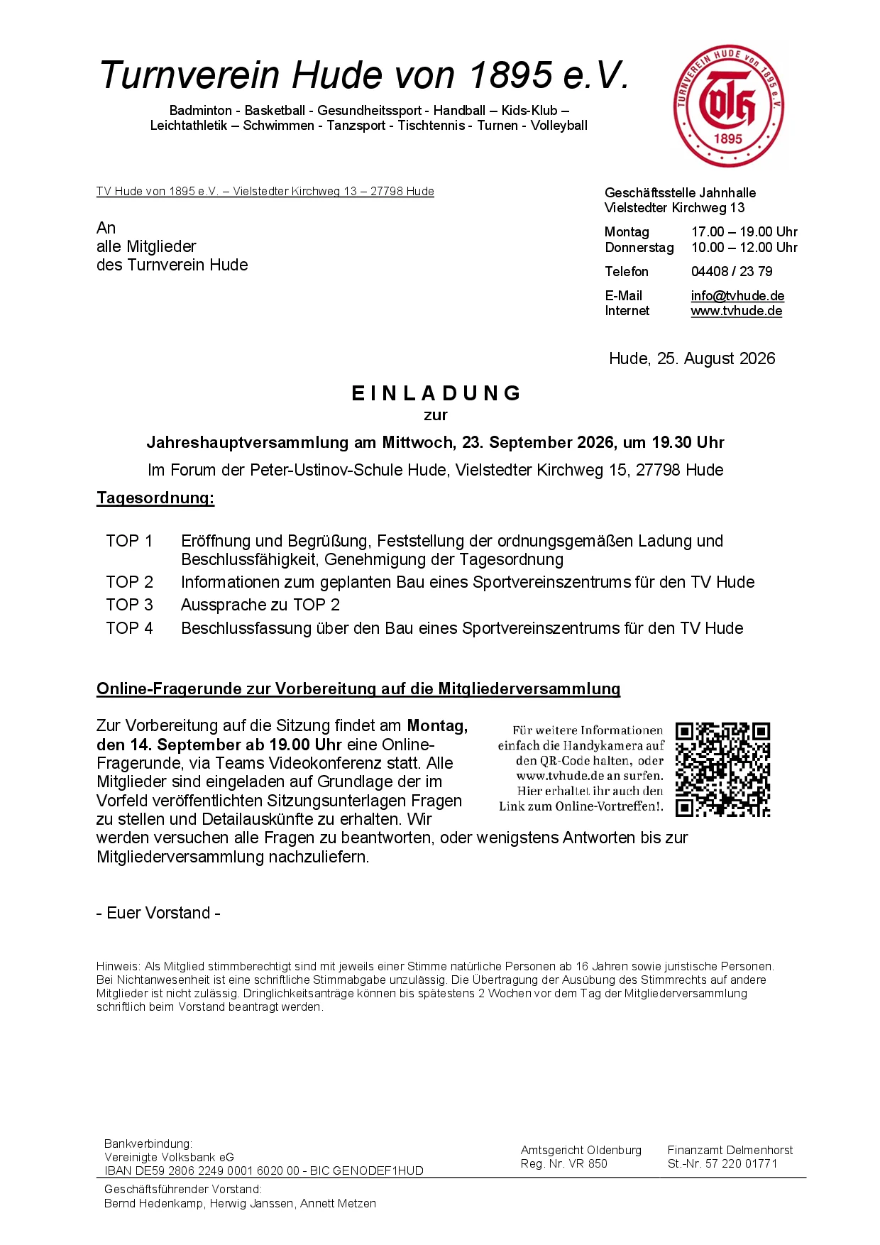 Einladung und Tagesordnung