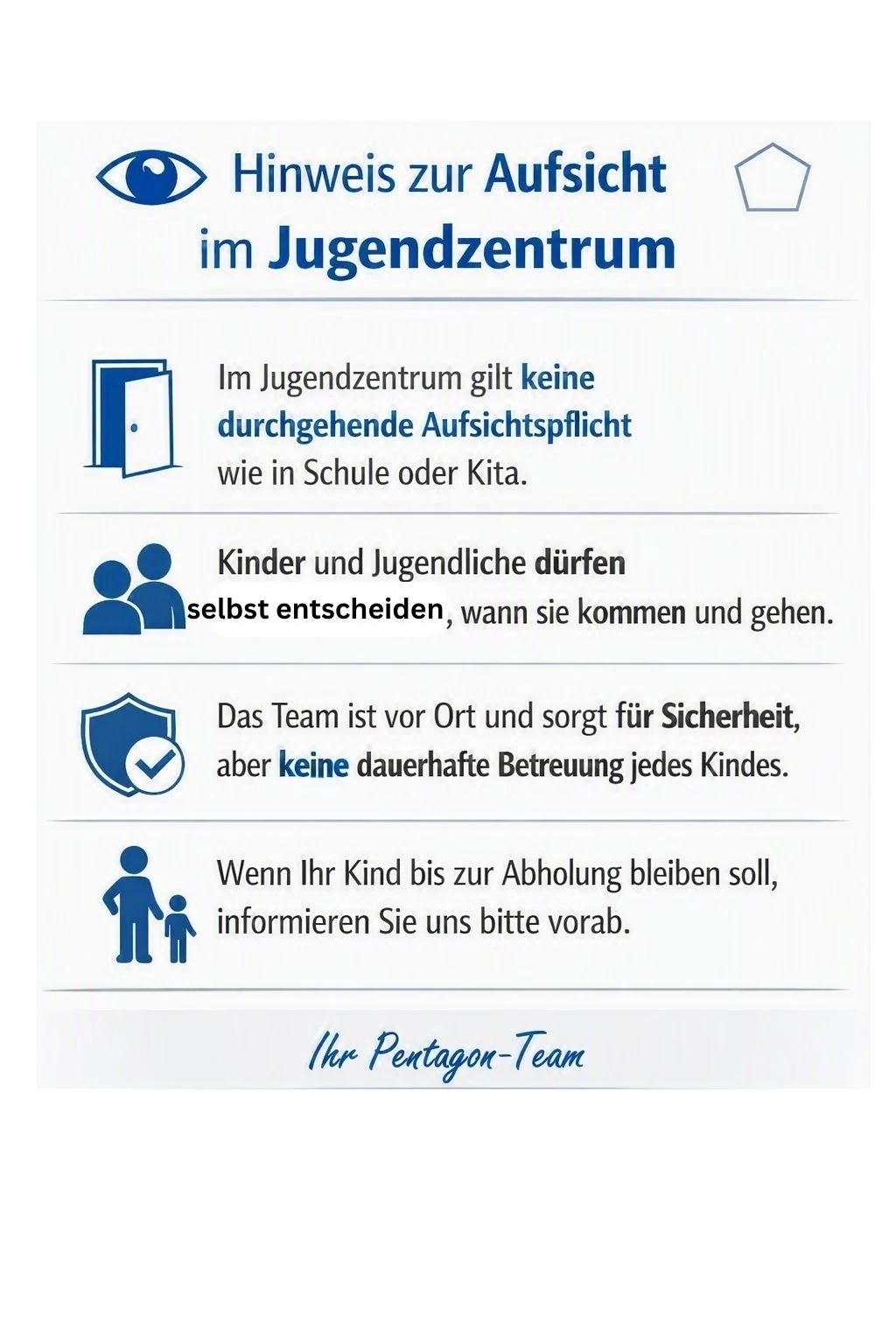 Aufsichtspflich Info an Eltern
