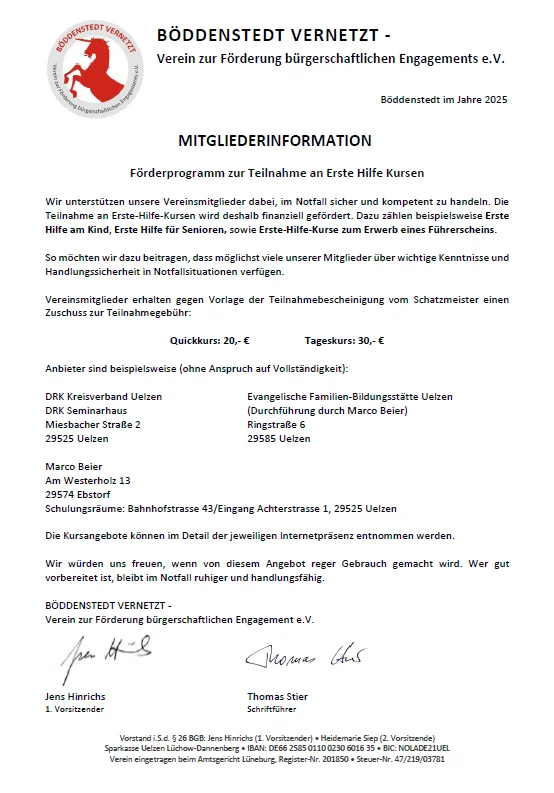 Förderprogramm ERSTE HILFE FV