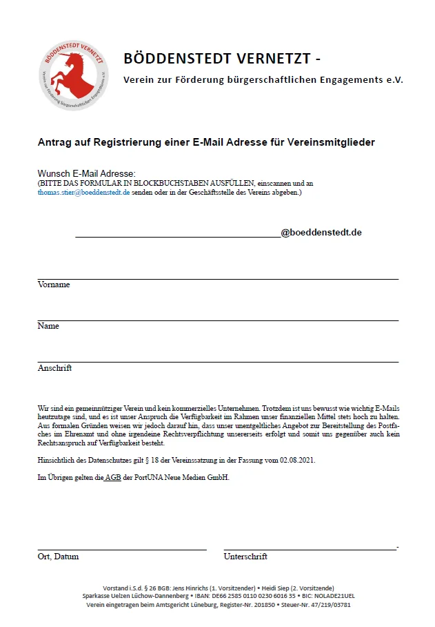 Antrag auf E-Mail Adresse @boeddenstedt.de