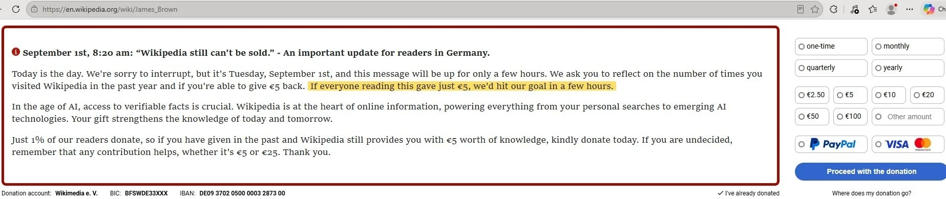 Wikipedia lives by Donations ... so participate not only in Information ... but