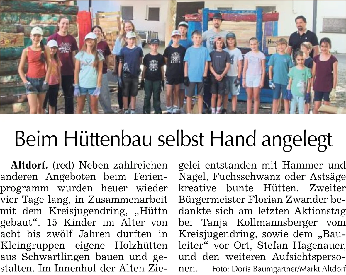 Hüttenbau des Kreisjugendrings in Altdorf
