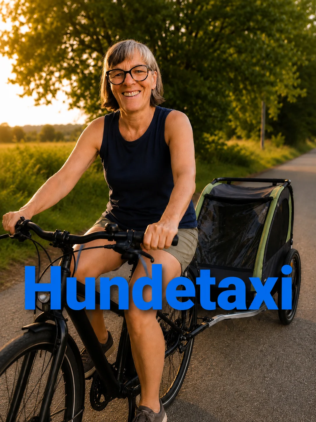 Fahrradfahrerin mit Anhänger