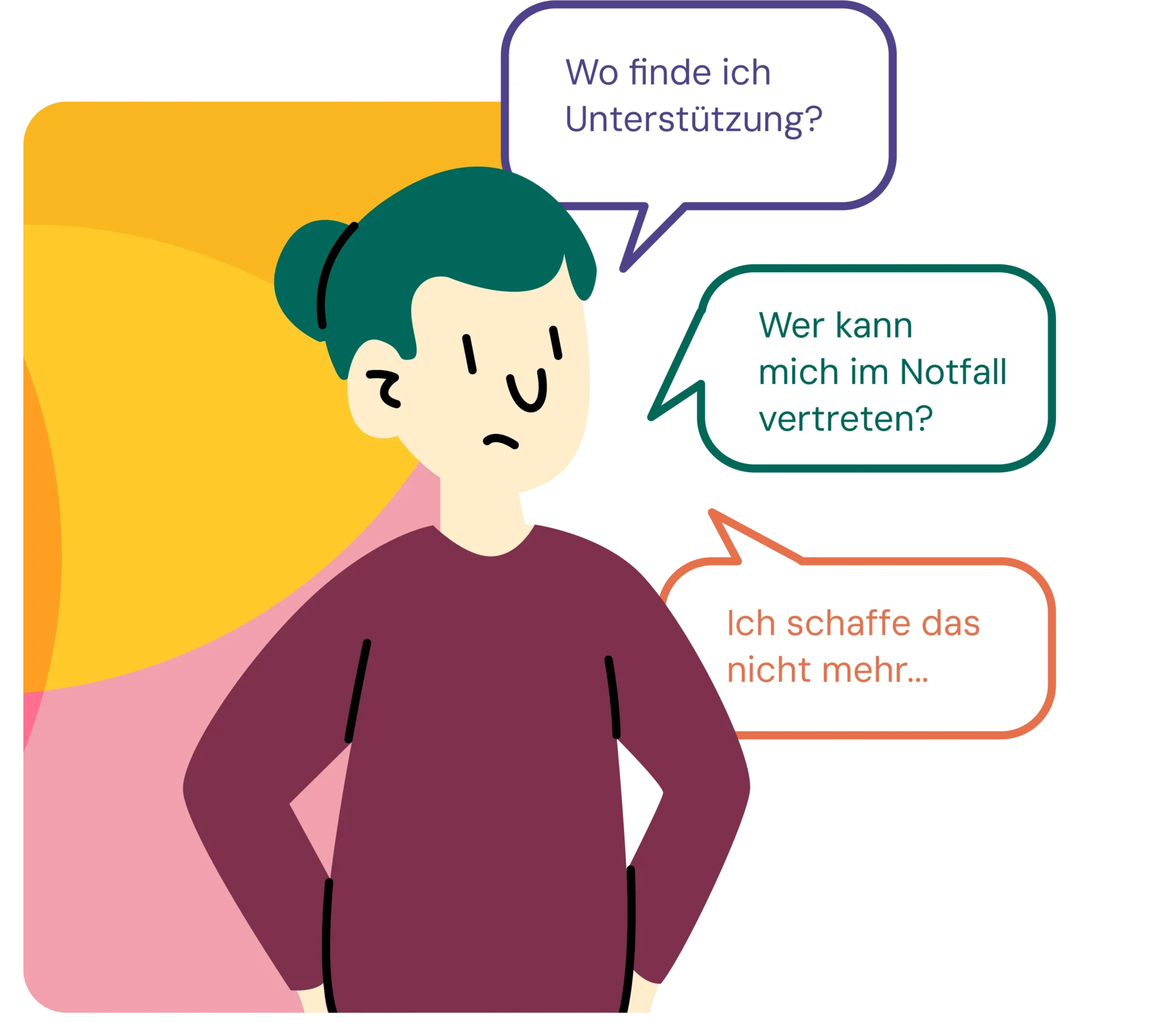 Frau mit Fragen