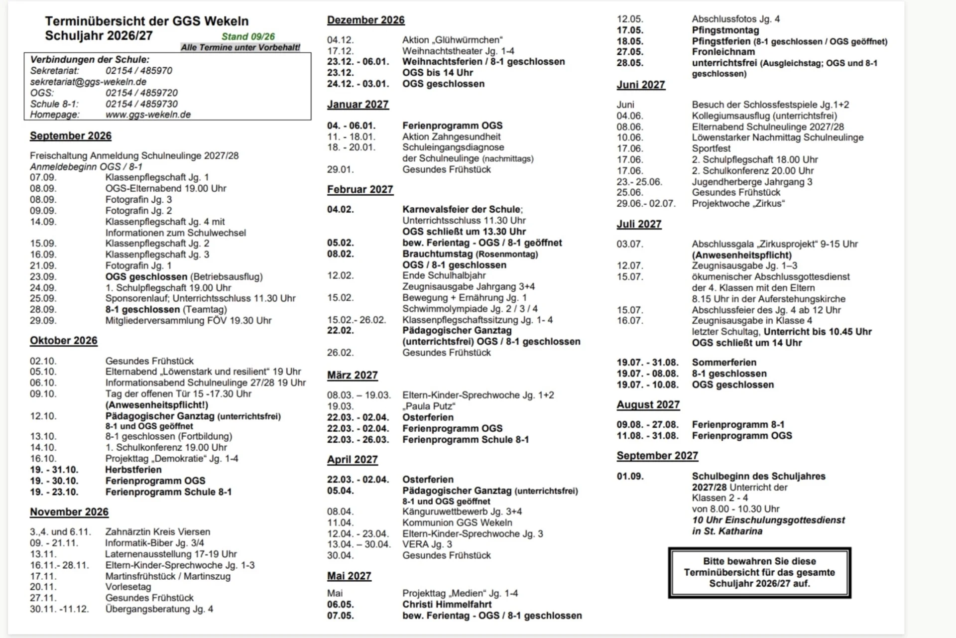 Terminplan