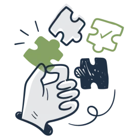 Hand hält Puzzleteile
