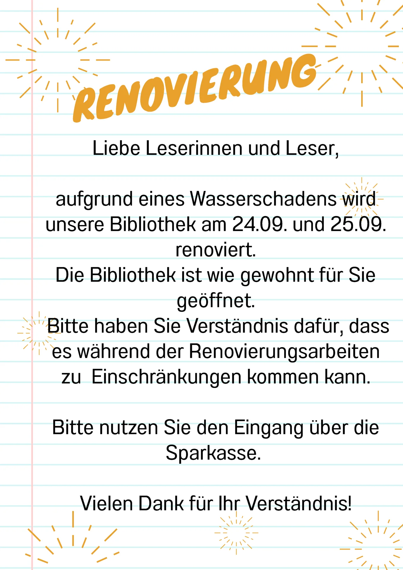 Renovierungsarbeiten Stadtbibliothek