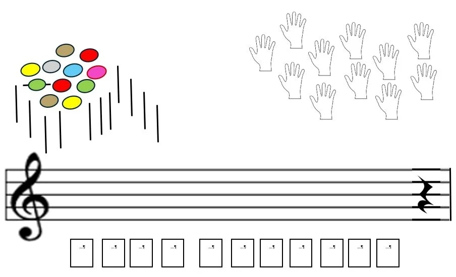 Noten C-Dur bunt - einzelne Elemente - 3-