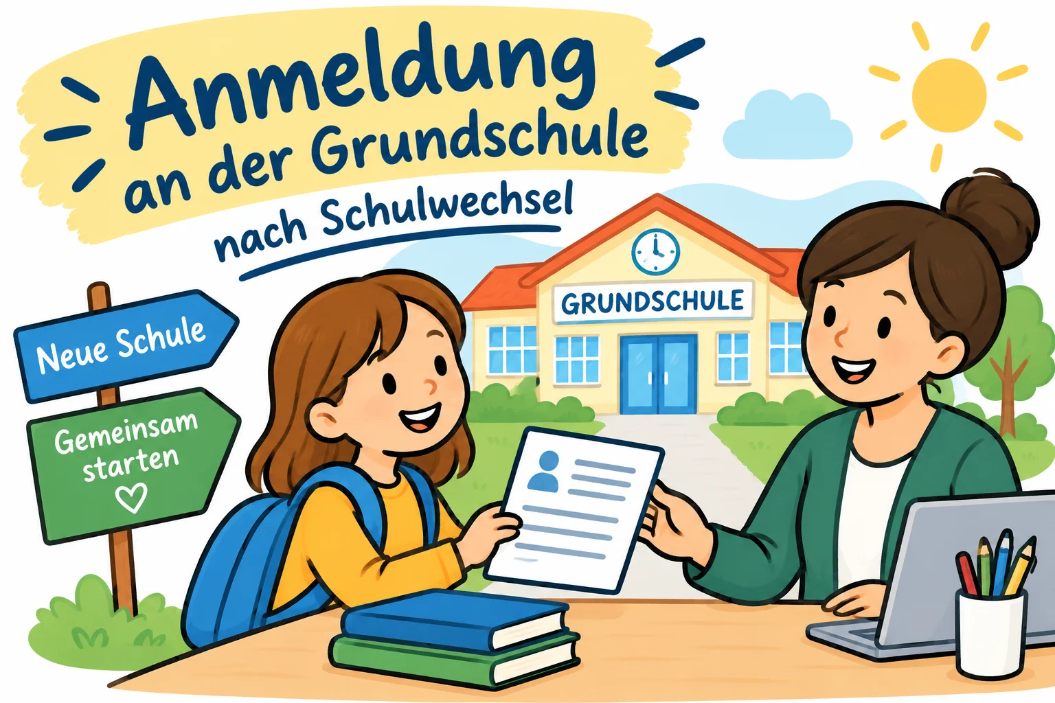 Anmeldung bei Schulwechsel (KI generiert)