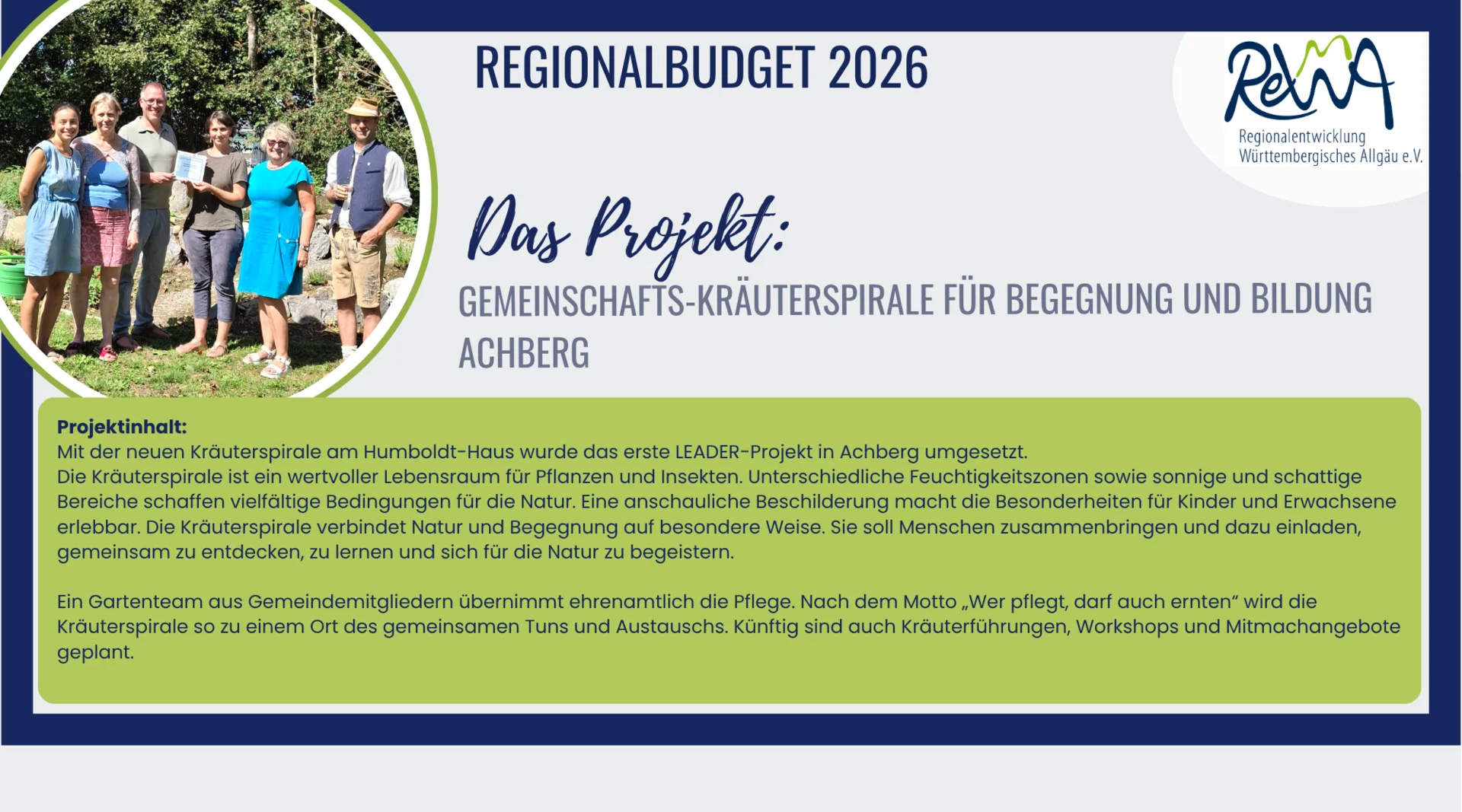 Regionalbudget Projekt Kräuterspirale Achberg Humbold Haus