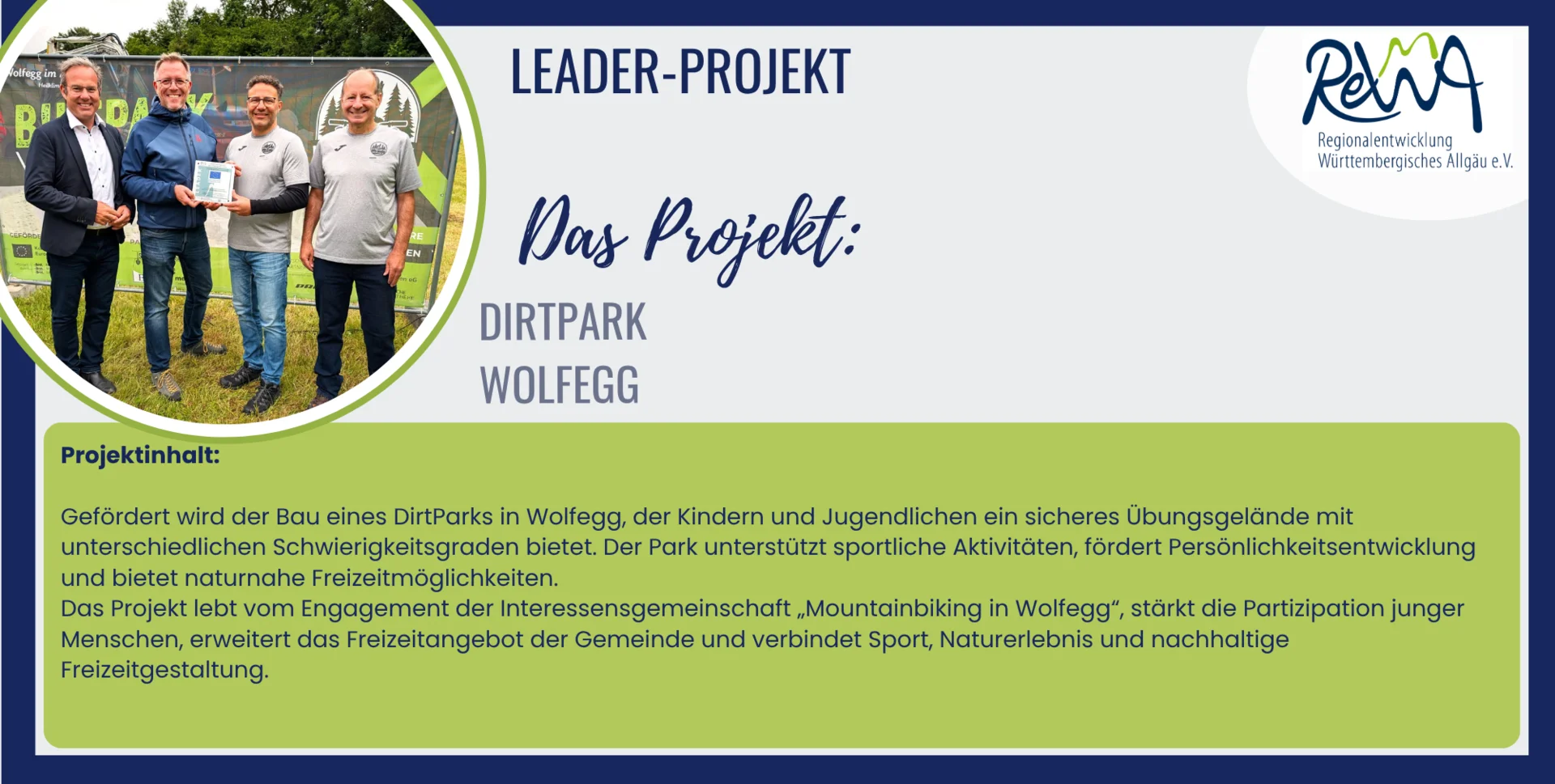 LEADER Projekt Dirtpark Wolfegg Regionalentwicklung Württembergisches Allgäu