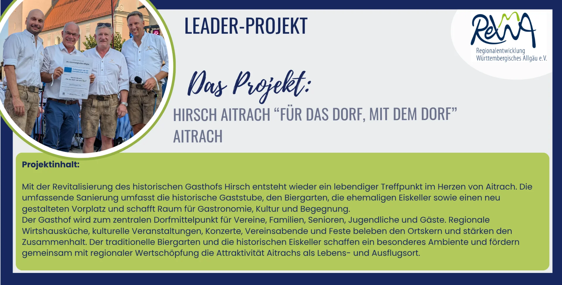 LEADER Projekt Hirsch Aitrach Regionalentwicklung Württembergisches Allgäu