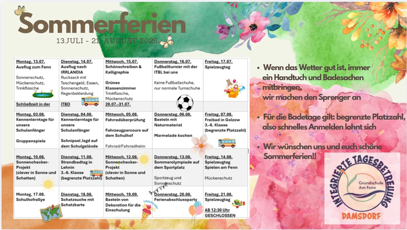 Sommerferien 2026