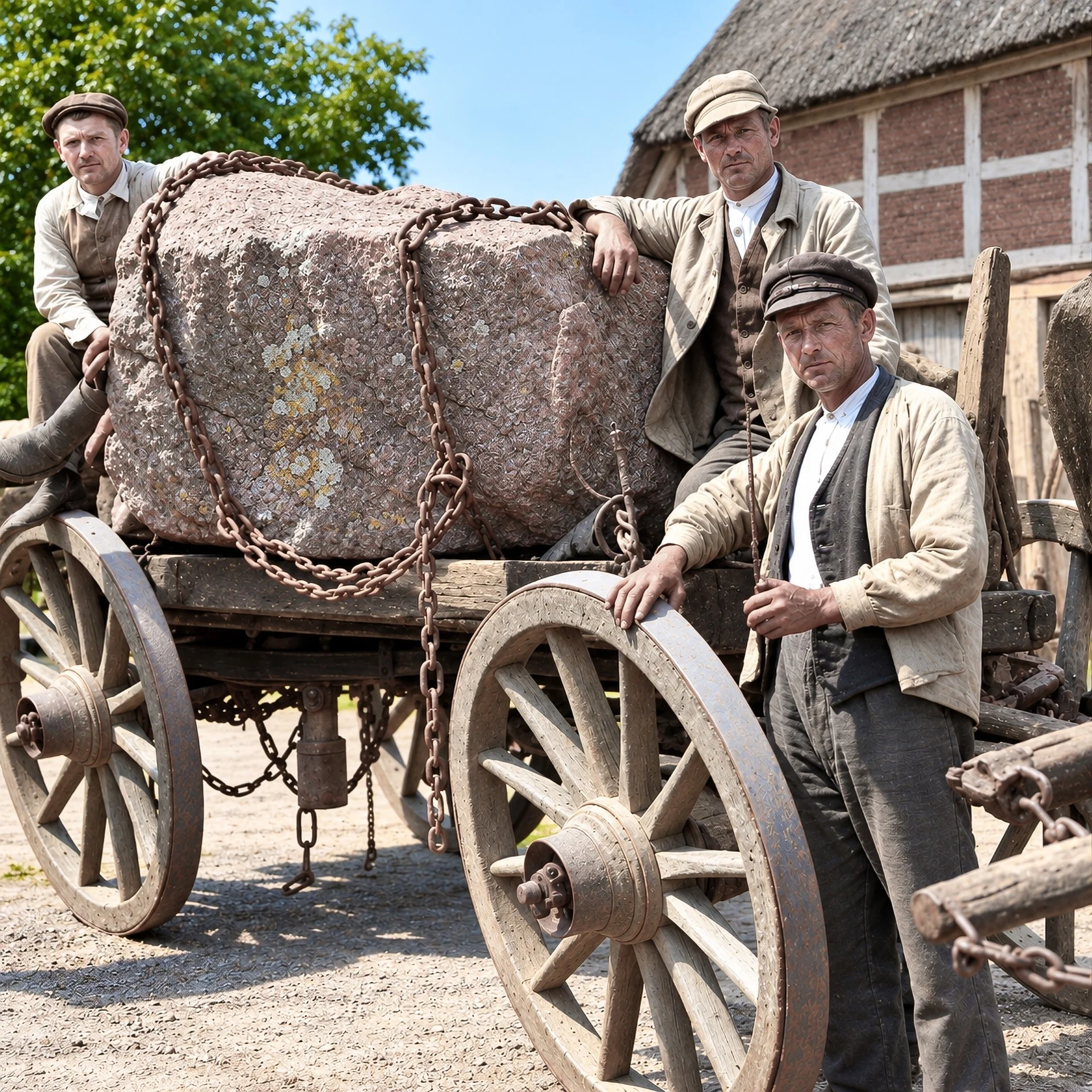 Transport d. Steines b. d. Räucherkate (farbig, Peter Dohse)