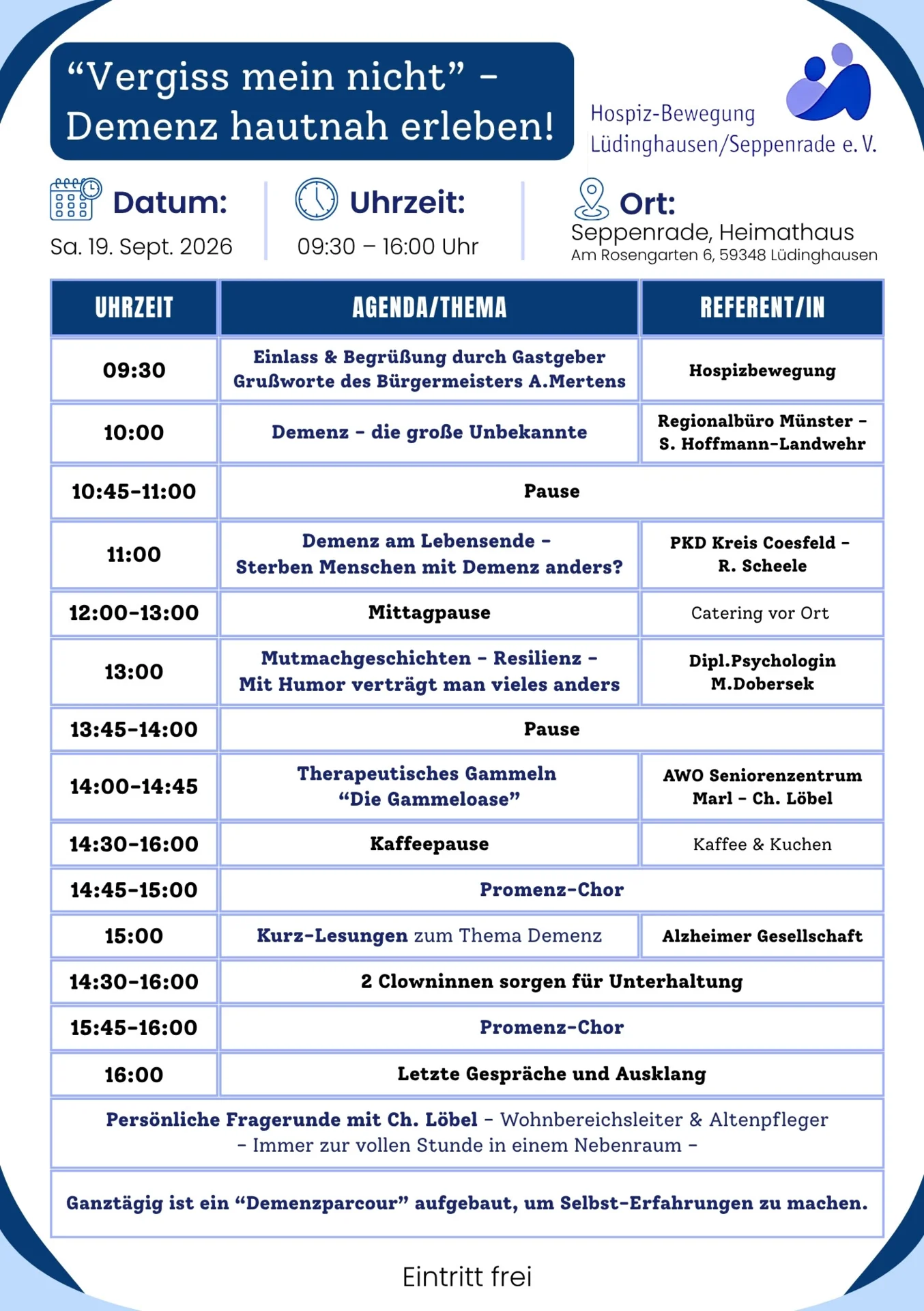 Demenztag Agenda (Handzettel Rückseite A5)
