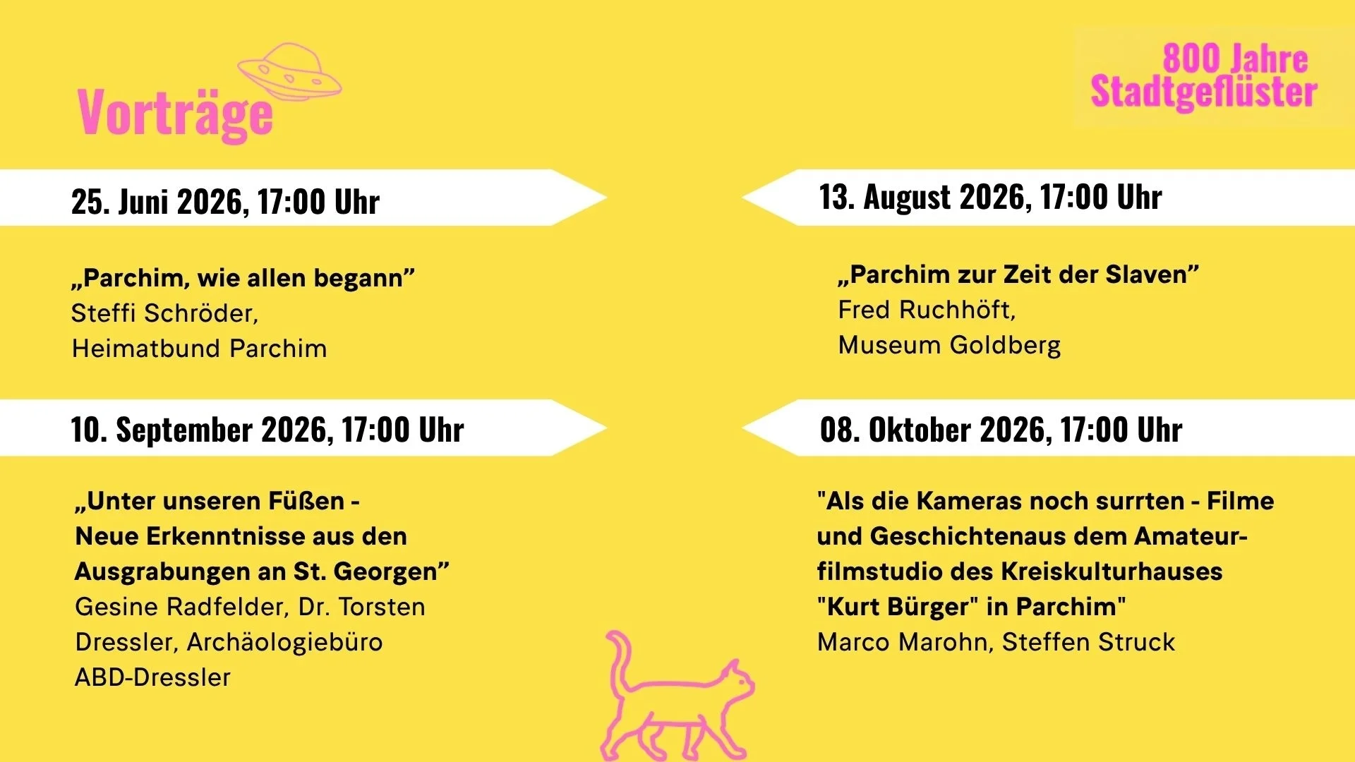 Vorträge für die Veranstaltungsreihe der Sonderausstellung 800 Jahre Stadtgeflüster