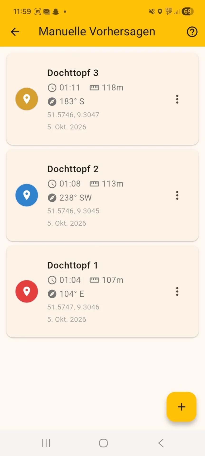 Alle drei Dochttöpfe
