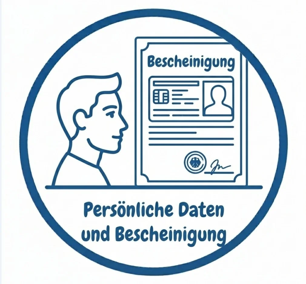 Personliche Daten und Bescheinigung