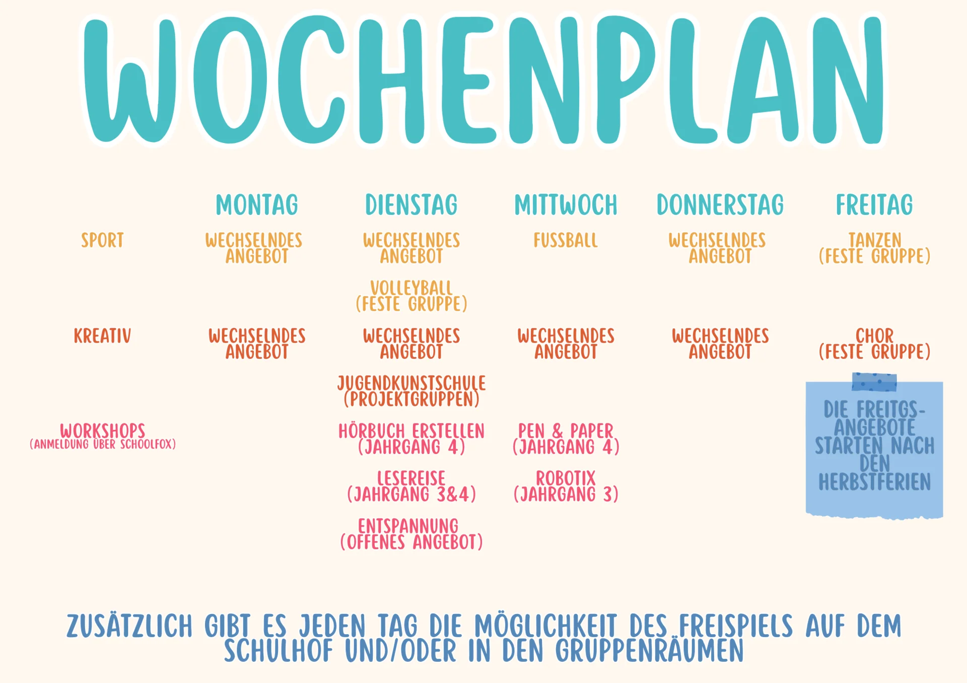 Wochenplan (Stand 10/2026)