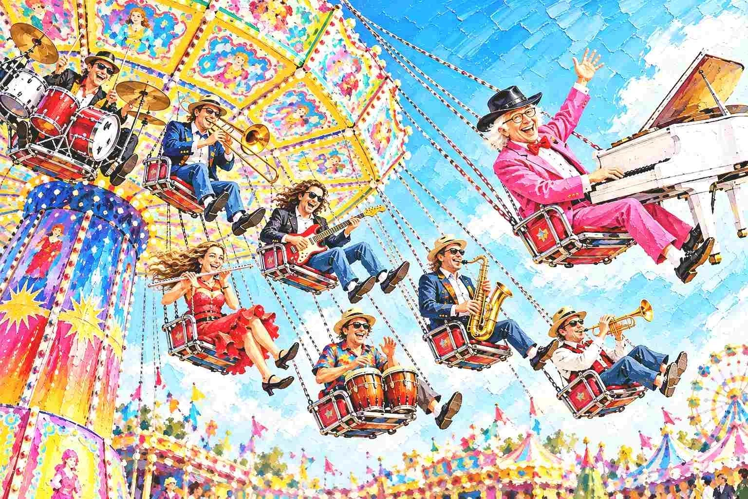 Musikalisches Kettenkarussell im Farbenrausch