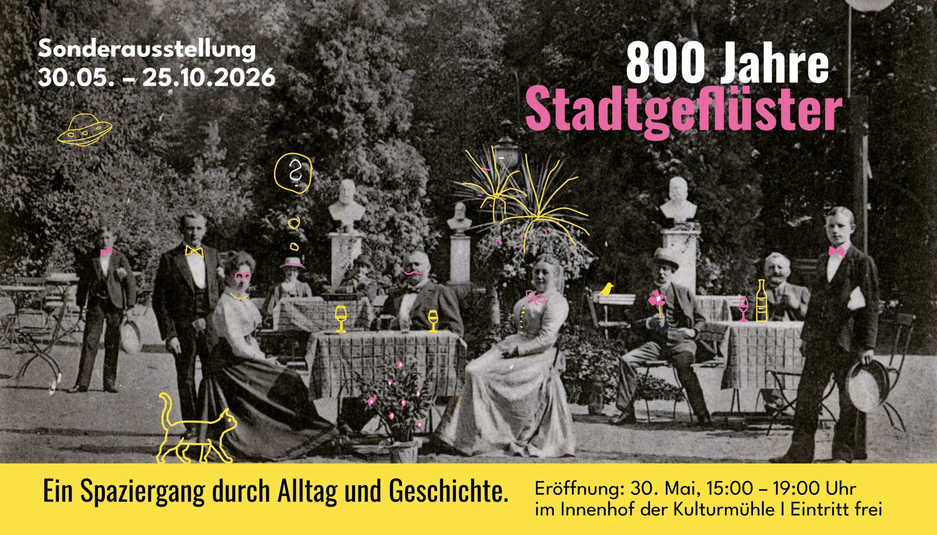 Histrosches Foto einer Kaffeegesellschaft, als Plakat für eine Sonderausstellung