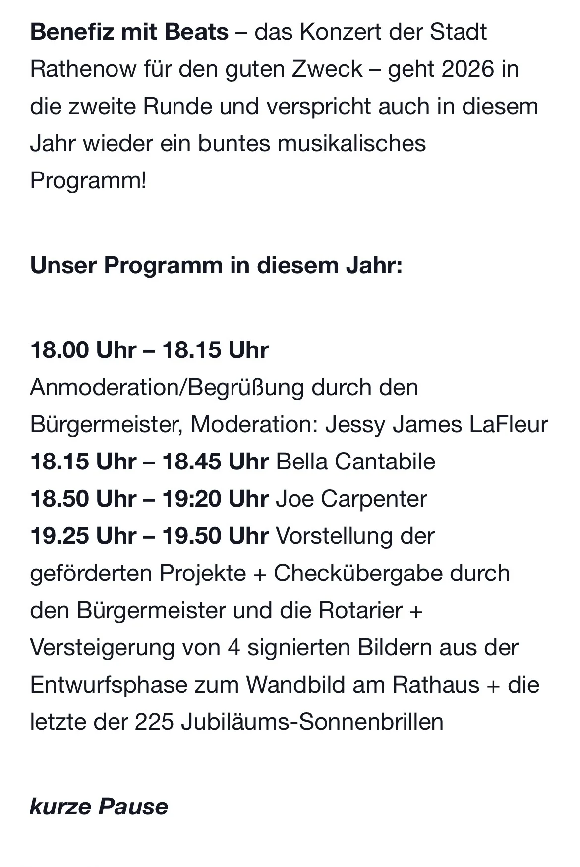Programm Benefiz mit Beats