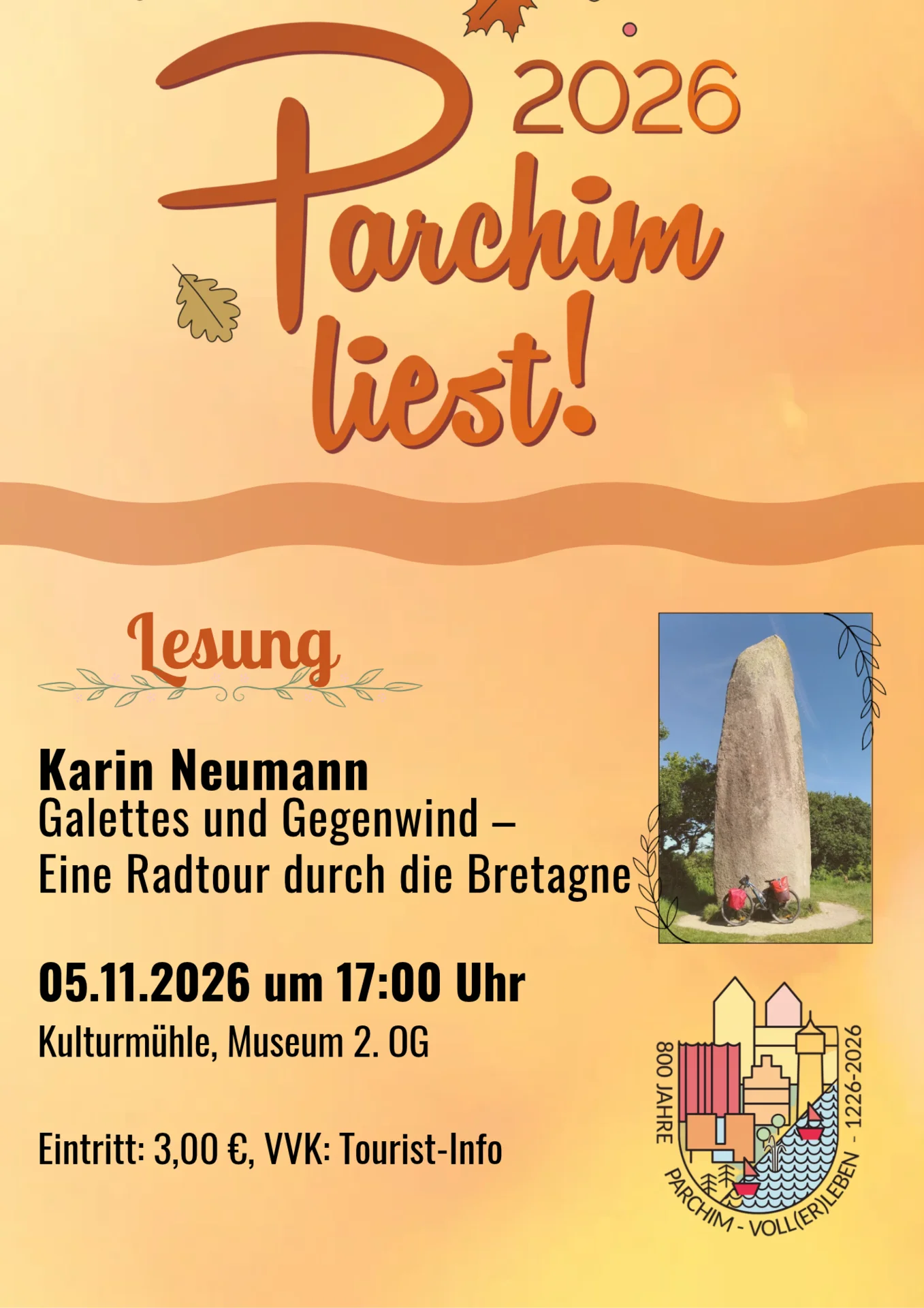 Plakat für die Lesung "Galettes und Gegenwind"