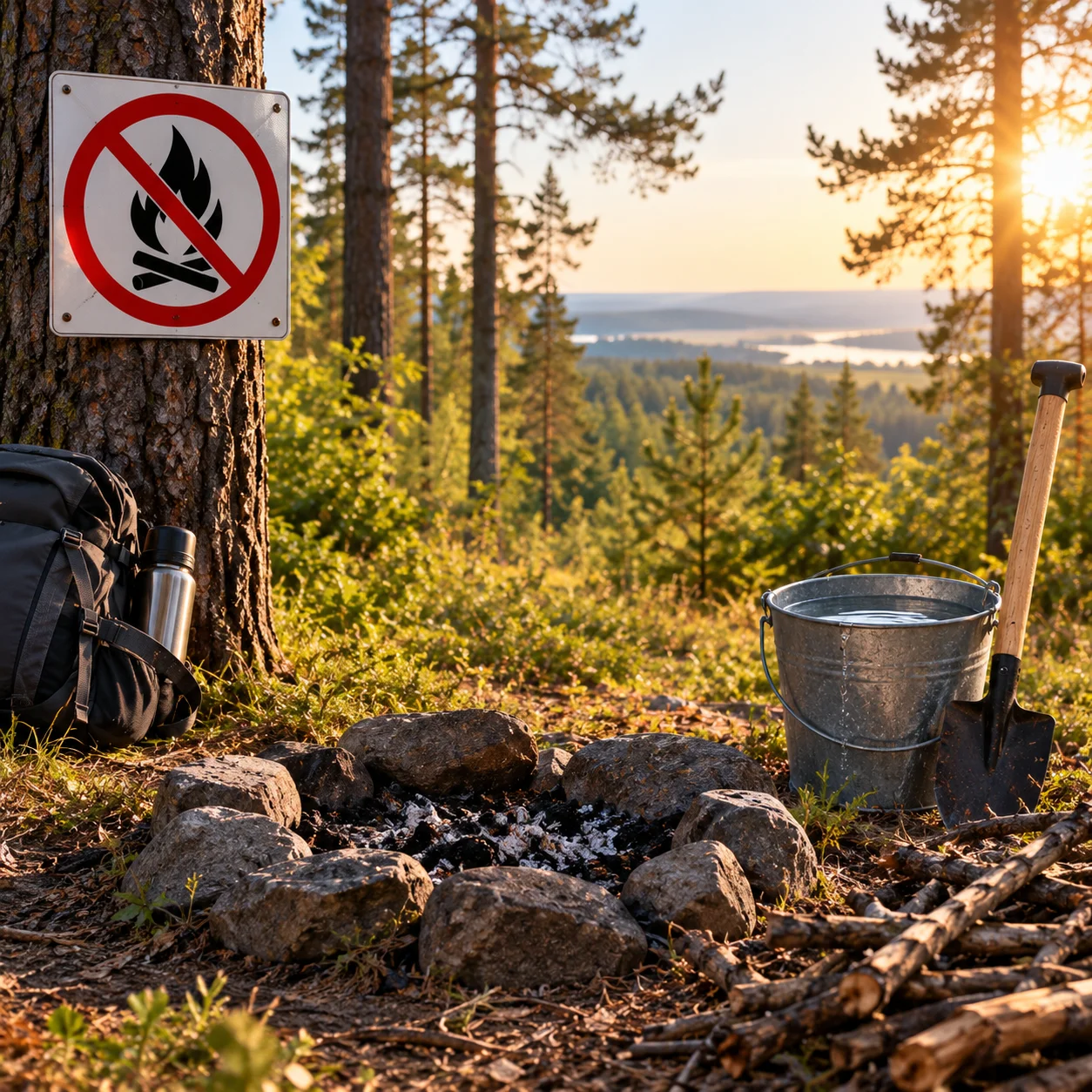 Sicheres Campen im goldenen Wald