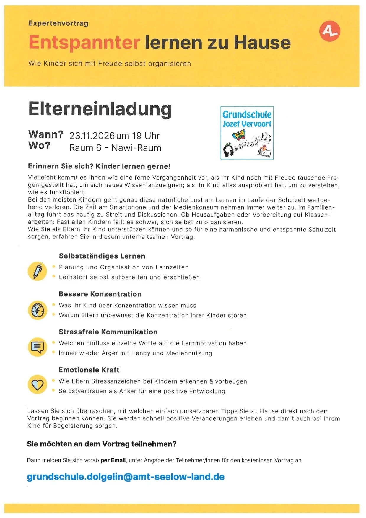 Elterneinladung zum Vortrag am 23.11.2026