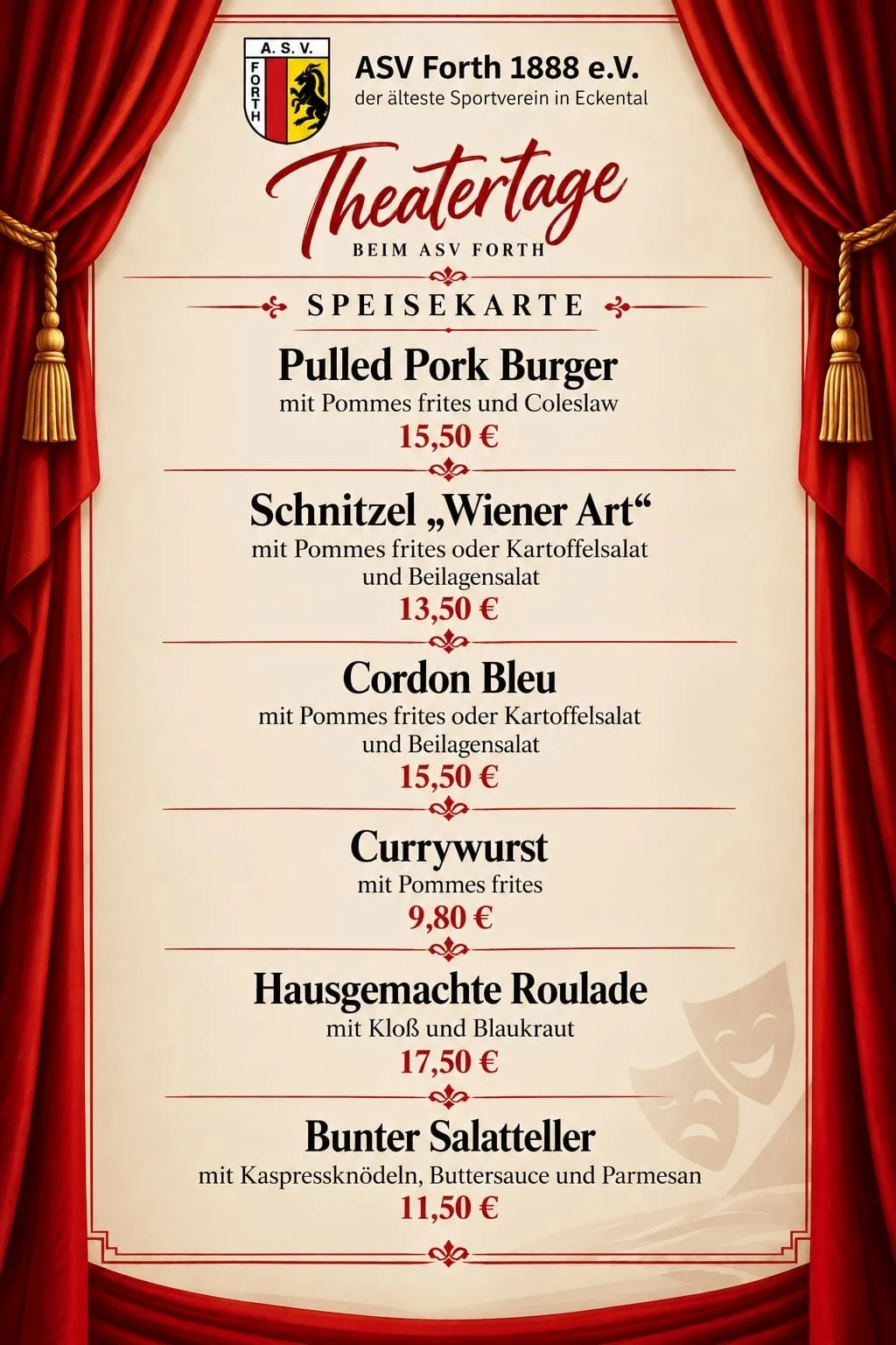 Sonderspeisekarte Theatertage