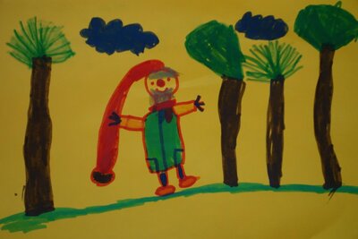 Unser Adventswichtel im Wald.  (Bild vergr&ouml;&szlig;ern)