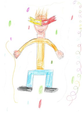 Jannek Arndt, 15 Jahre: &bdquo;Ich liebe es, beim Fasching zu tanzen. Auf dem Bild habe ich mich gemalt. Ich trage eine Maske, damit keiner sieht, wer ich bin."  (Bild vergr&ouml;&szlig;ern)