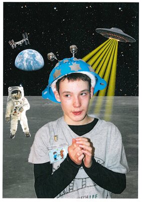 Hannes Wittig, 16 Jahre: "Motto &bdquo;Unseres Schulfaschings: &bdquo;(T)Raumschiff Franziskus&ldquo; willkommen in der Welt der Au&szlig;erirdischen / um mit den Au&szlig;erirdischen Kontakt aufzunehmen, habe ich meinen selbst gebastelten Astronautenhelm aufgesetzt &ndash; gleich d&uuml;se ich ins Weltall!!!"  (Bild vergr&ouml;&szlig;ern)