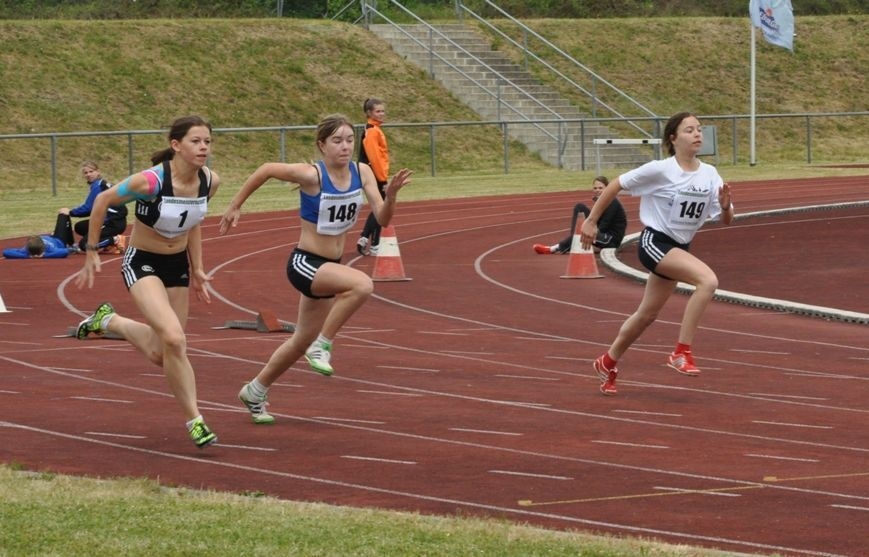 Bild: Die Zwillinge Isabel und Nadin Eichler (148+149) Block Sprint/Sprung