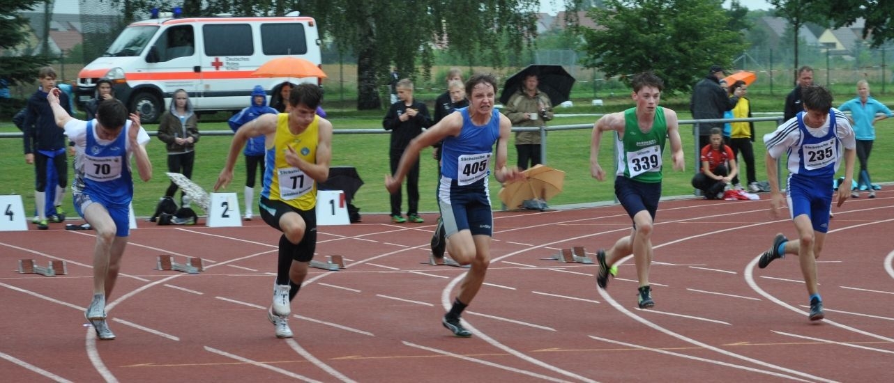 Bild: Finale 100m: M15- (Dritter v.l.) Jan mit kraftvollen Schritten