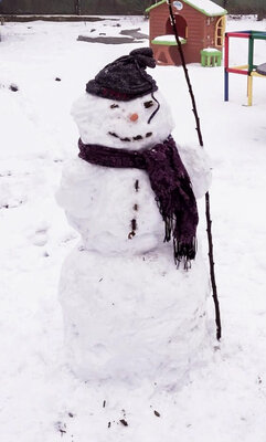 Der erste richtige Schneemann f&uuml;r meine Jungs, 2,5 Jahre und 6 Monate, schreibt Maria T&auml;ubert. Foto: Privat  (Bild vergr&ouml;&szlig;ern)