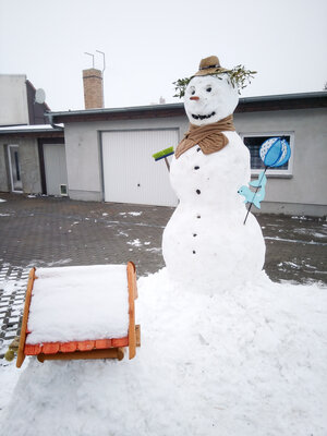 Den riesigen Schneemann baute Tony K&ouml;hlert f&uuml;r seine beiden Kinder. Foto: Privat  (Bild vergr&ouml;&szlig;ern)