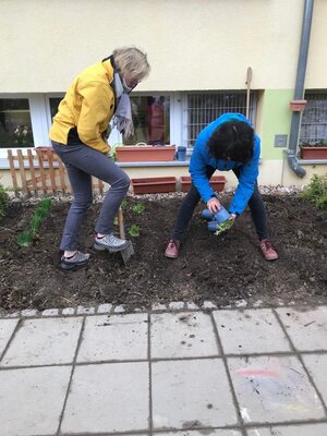 Ein Kr&auml;uterbeet direkt vorm K&uuml;chenfenster entsteht. 