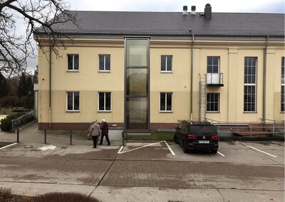 An der Nordwand wird sp&auml;ter ein Fahrstuhl installiert. Simulation: Architekturb&uuml;ro Robert  (Bild vergr&ouml;&szlig;ern)