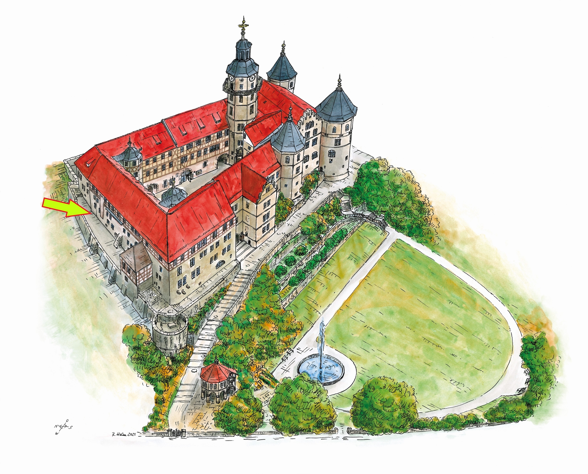 Bild: Fundort (Zeichnung von Roland Heim, Schmalkalden)