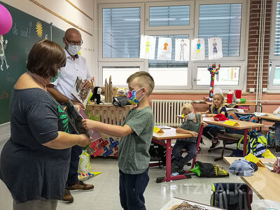 Klasse Flex A der Jahnschule mit Lehrerin Beate Robrecht. Foto: Beate Vogel  (Bild vergr&ouml;&szlig;ern)