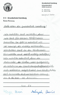Brief der Sch&uuml;lervertretung  (Bild vergr&ouml;&szlig;ern)