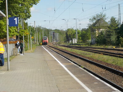 Vorschaubild: Der Zug Richtung Senftenberg fährt ein.