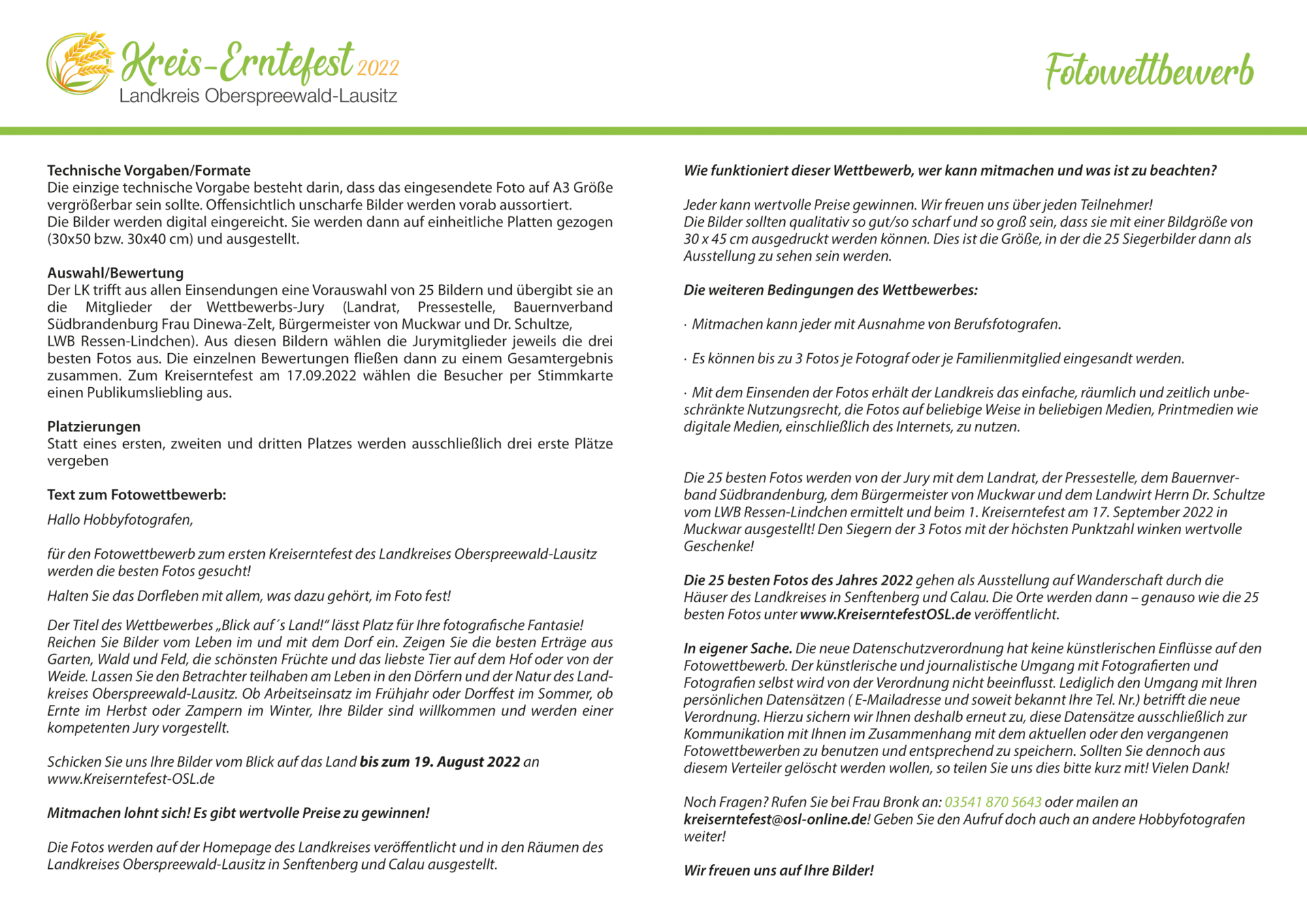 Bild: Infoblatt Kreiserntefest OSL 2022