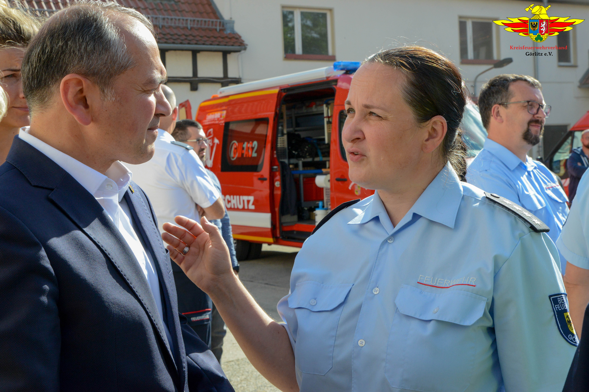 Bild: Anja Weigel (Ltrn. BF Görlitz) und Octavian Ursu (OBM Stadt Görlitz)