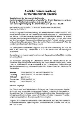 Foto des Albums: Bauleitplanung der Marktgemeinde Haunetal - Odensachsen