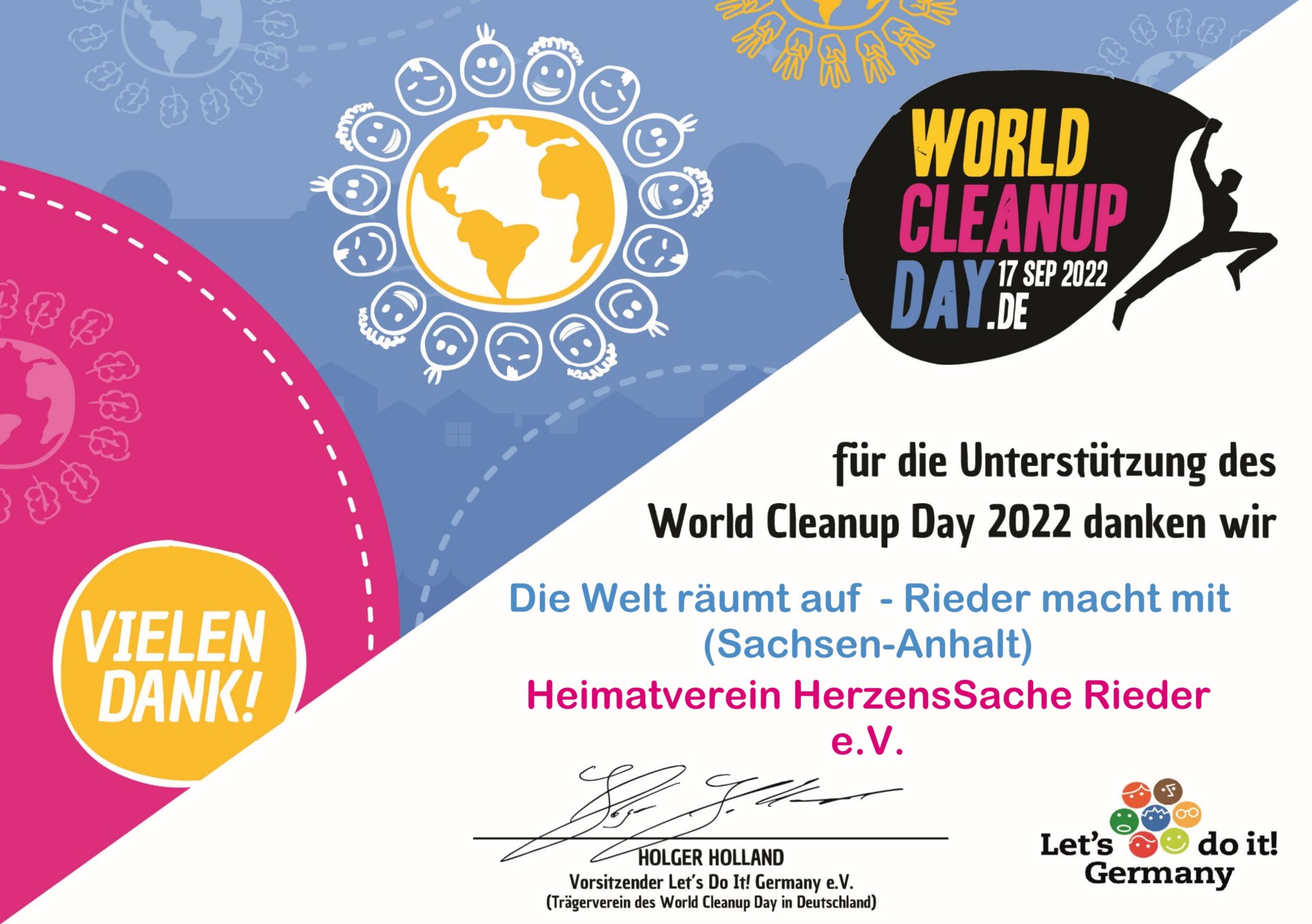 Bild: Urkunde World Cleanup Day 2022