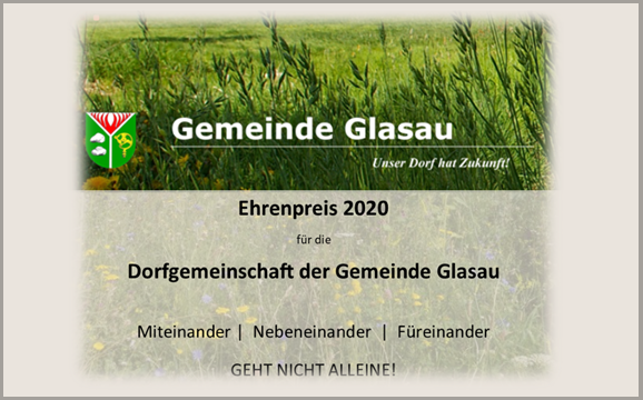 Bild: Ehrenpreisträger 2020 DORFGEMEINSCHAFT GEMEINDE GLASAU
