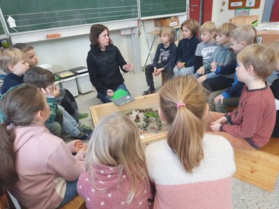 Frau Mohrdieck bespricht mit allen Klassen ihre Ideen und erstellt daraus einen Plan f&uuml;r unseren neuen Schulhof. Wir sind alle sehr gespannt.  (Bild vergr&ouml;&szlig;ern)