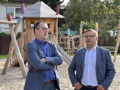 Vorschaubild: Bürgermeister Sven Richter und sein Amtskollege Bürgermeister Paweł Przepióra aus der polnischen Partnergemeinde Dopiewo